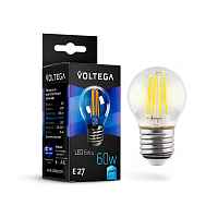 Лампа светодиодная филаментная Voltega E27 6W 4000К прозрачная VG10-G1E27cold6W-F 7024 - цена и фото