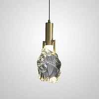 Подвесной светильник с цилиндрическим плафоном и рассеивателем в виде неограненного кристалла на металлической рейке GLADYS brass - цена и фото