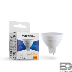 Лампа светодиодная диммируемая Voltega GU5.3 6W 2800K матовая VG2-S1GU5.3warm6W-D 7170 - цена и фото