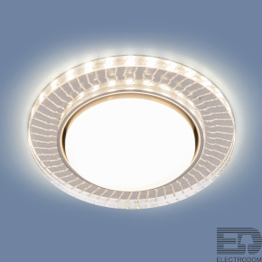 Встраиваемый точечный светильник с LED подсветкой Elektrostandart 3033 GX53 CL/SL прозрачный/серебро - цена и фото