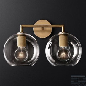 Бра RH Utilitaire Globe Shade Double Sconce Brass ImperiumLoft - цена и фото