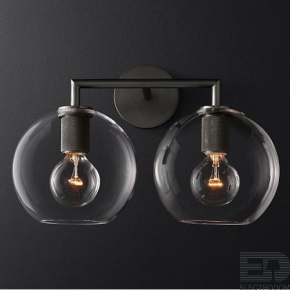 Бра RH Utilitaire Globe Shade Double Sconce Black ImperiumLoft - цена и фото