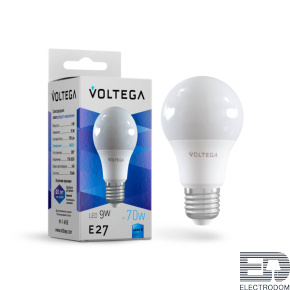 Лампа светодиодная Voltega E27 9W 4000К груша матовая VG2-A2E27cold9W 8443 - цена и фото