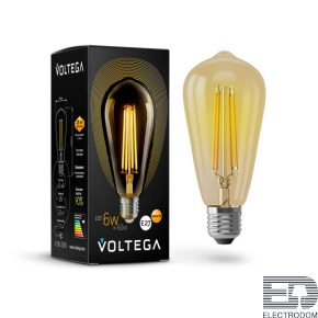 Лампа светодиодная филаментная Voltega E27 6W 2800К золотая VG10-ST64Gwarm6W 5526 - цена и фото