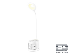 Настольная светодиодная лампа со встроенной аккумулятороной батареей и органайзером DE561 WH белый LED 4200K 4W - цена и фото