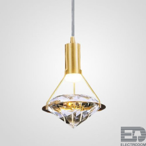 Подвесной светильник с цилиндрическим плафоном и кристальным рассеивателем в форме бриллианта GLASGOW brass - цена и фото
