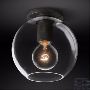 Потолочный светильник RH Utilitaire Globe Shade Flushmount Black ImperiumLoft - цена и фото