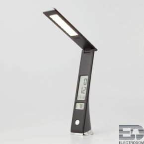 Eurosvet Светодиодная настольная лампа с часами 80504/1 черный - цена и фото