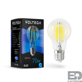 Лампа светодиодная Voltega E27 7W 4000K прозрачная VG10-A60E27cold7W-F 7141 - цена и фото