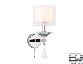Настенный светильник с хрусталем TR4541 CH/WH хром/белый E14 max 40W 340*150*200 - цена и фото