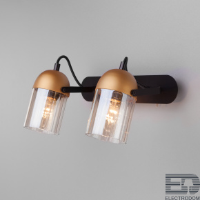 Настенный светодиодный светильник с поворотными плафонами Eurosvet Mars 20122/2 черный/золото (a045909) - цена и фото