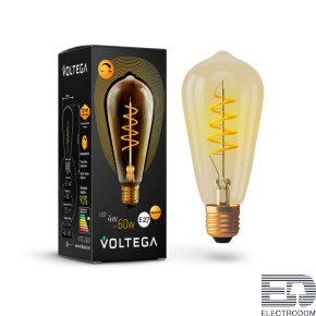 Лампа светодиодная диммируемая Voltega E27 4W 2000К прозрачная VG10-ST64GE27warm4W-FB 7077 - цена и фото