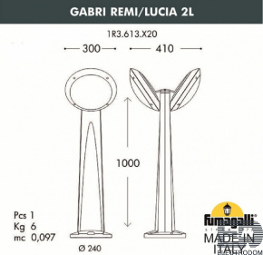 Уличный наземный высокий светильник Fumagalli Lucia 1R3.613.X20.LYE27 - цена и фото