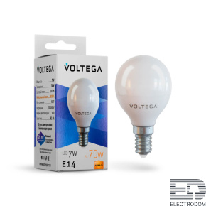 Лампа светодиодная Voltega E14 7W 2800К матовая VG2-G45E14warm7W 7054 - цена и фото