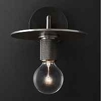 Бра RH Utilitaire Knurled Disk Shade Sconce Black ImperiumLoft - цена и фото