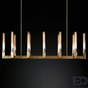 Люстра RH CANELLE Linear Chandelier 12 Modern Brass ImperiumLoft - цена и фото