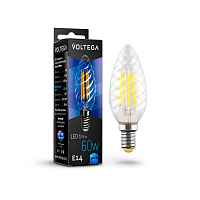 Лампа светодиодная филаментная Voltega E14 6W 4000К прозрачная VG10-CC1E14cold6W-F 7028 - цена и фото