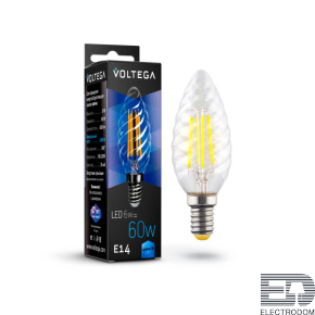 Лампа светодиодная филаментная Voltega E14 6W 4000К прозрачная VG10-CC1E14cold6W-F 7028 - цена и фото