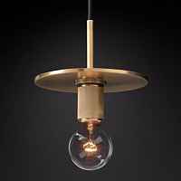 Подвесной светильник RH Utilitaire Disk Shade Pendant Brass ImperiumLoft - цена и фото