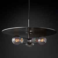 Подвесной светильник RH Utilitaire Disk Triple Pendant Black ImperiumLoft - цена и фото