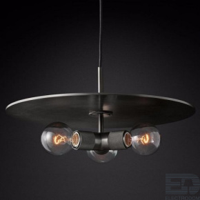 Подвесной светильник RH Utilitaire Disk Triple Pendant Black ImperiumLoft - цена и фото
