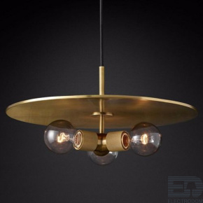 Подвесной светильник RH Utilitaire Disk Triple Pendant Brass ImperiumLoft - цена и фото