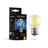 Лампа светодиодная Voltega E27 6W 3000K прозрачная 7215 - цена и фото