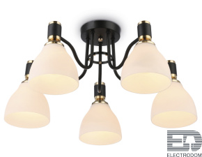 TR303307/5 BK/GD/FR черный/золото/белый матовый E27*5 max 60W D600*270 - цена и фото