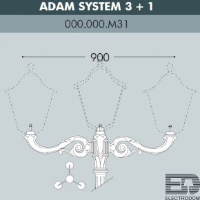 Консоль для паркового фонаря FUMAGALLI ADAM SYS 3L+1 000.000.M31.A0 - цена и фото