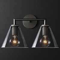 Бра RH Utilitaire Funnel Shade Double Sconce Black ImperiumLoft - цена и фото