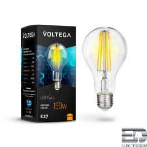 Лампа светодиодная филаментная Voltega E27 15W 2800К прозрачная VG10-A1E27warm15W-F 7104 - цена и фото