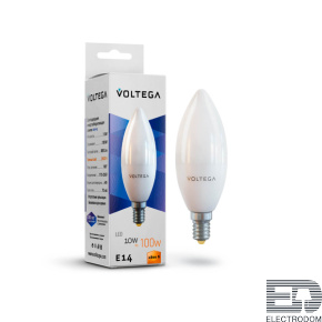 Лампа светодиодная Voltega E14 10W 2800К матовая VG2-C37E14warm10W 7064 - цена и фото