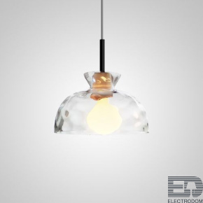 Серия подвесных светильников с рельефными плафонами разной формы из выдувного стекла с деревянным цоколем OMG GLASS D27 tree - цена и фото