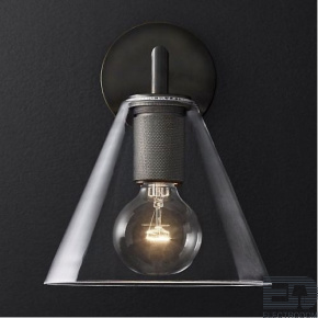 Бра RH Utilitaire Funnel Shade Single Sconce Black ImperiumLoft - цена и фото