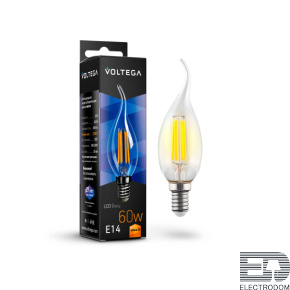 Лампа светодиодная филаментная Voltega E14 6W 2800К прозрачная VG10-CW1E14warm6W-F 7017 - цена и фото