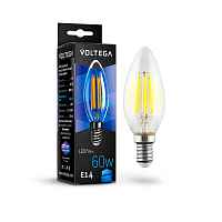 Лампа светодиодная филаментная Voltega E14 6W 4000К прозрачная VG10-C1E14cold6W-F 7020 - цена и фото