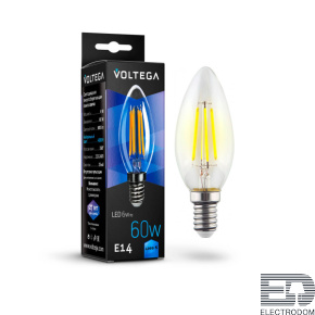 Лампа светодиодная филаментная Voltega E14 6W 4000К прозрачная VG10-C1E14cold6W-F 7020 - цена и фото