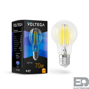 Лампа светодиодная Voltega E27 7W 2800K прозрачная VG10-A60E27warm7W-F 7140 - цена и фото