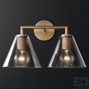 Бра RH Utilitaire Funnel Shade Double Sconce Brass ImperiumLoft - цена и фото