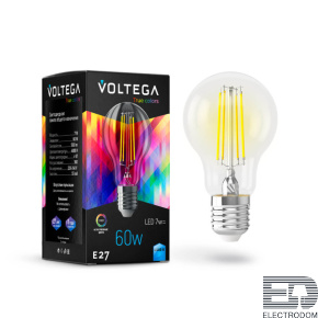 Лампа светодиодная Voltega E27 7W 4000K прозрачная VG10-A60E27cold7W-FHR 7155 - цена и фото