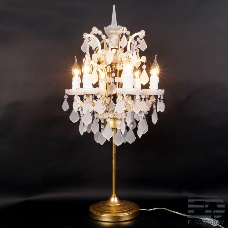 Настольная лампа 19TH C. ROCOCO IRON & White Matt CRYSTAL Table Lamp Loft Concept 43.317 - цена и фото