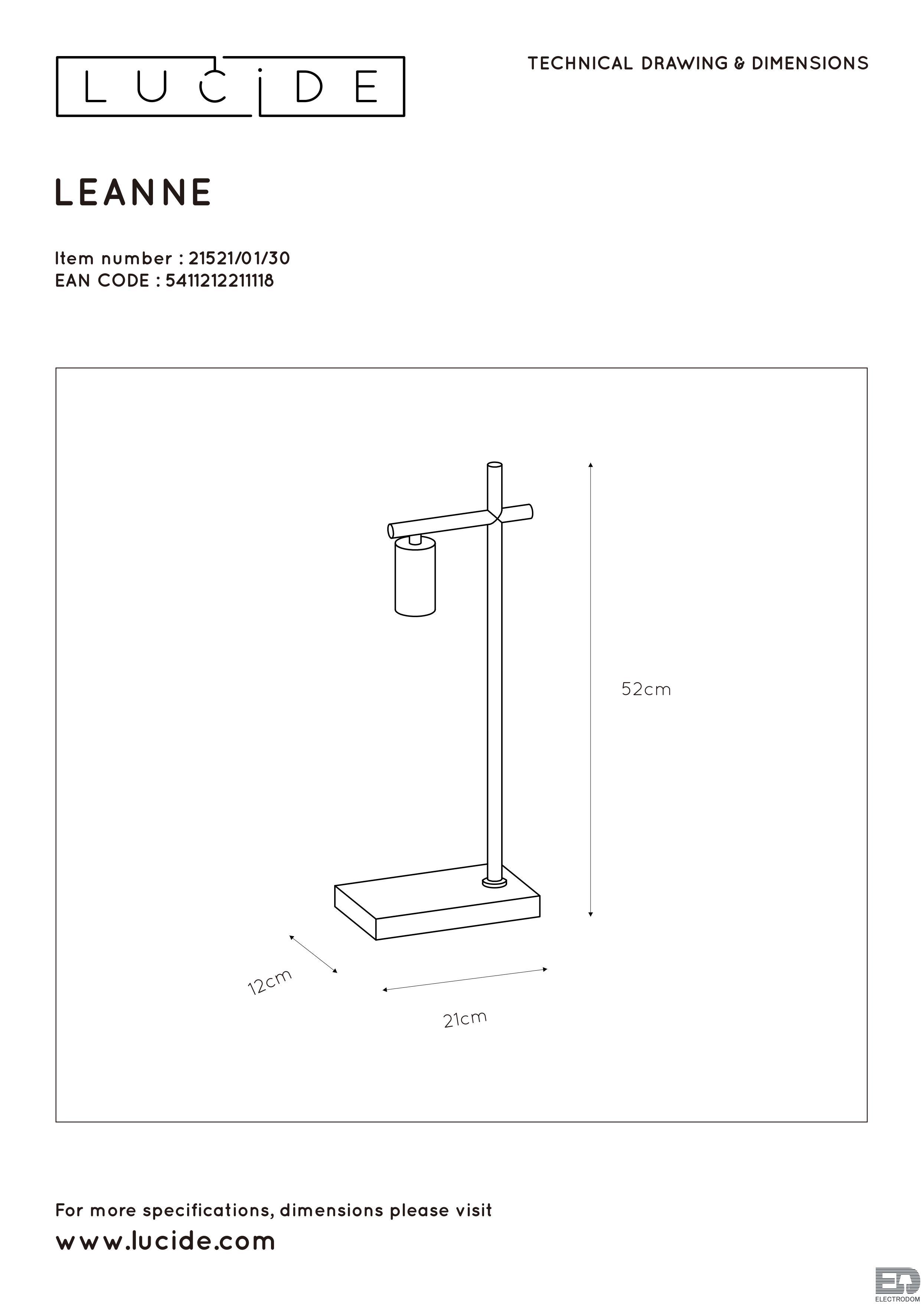 Настольная лампа Lucide Leanne 21521/01/30 - цена и фото 9