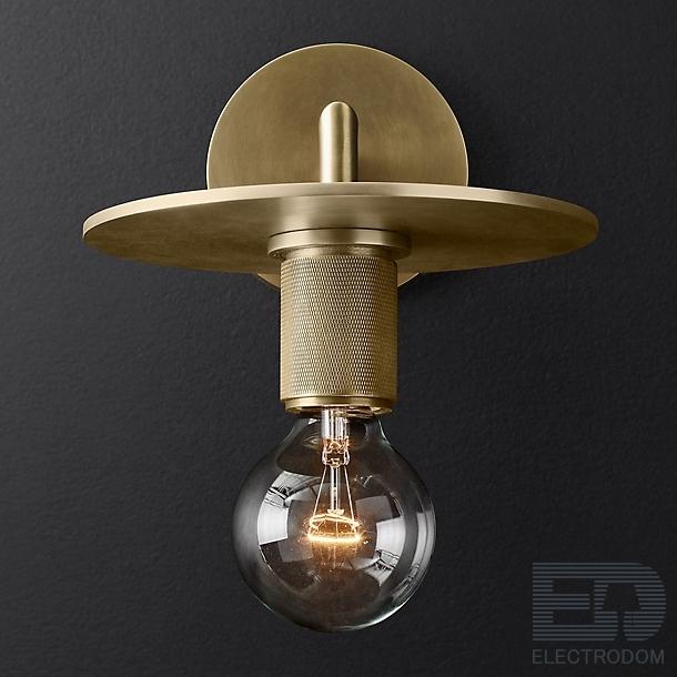 Бра RH Utilitaire Knurled Disk Shade Sconce Brass Loft Concept 44.548 - цена и фото