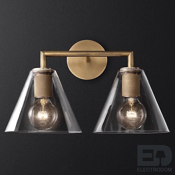 Бра RH Utilitaire Funnel Shade Double Sconce Brass Loft Concept 44.545 - цена и фото