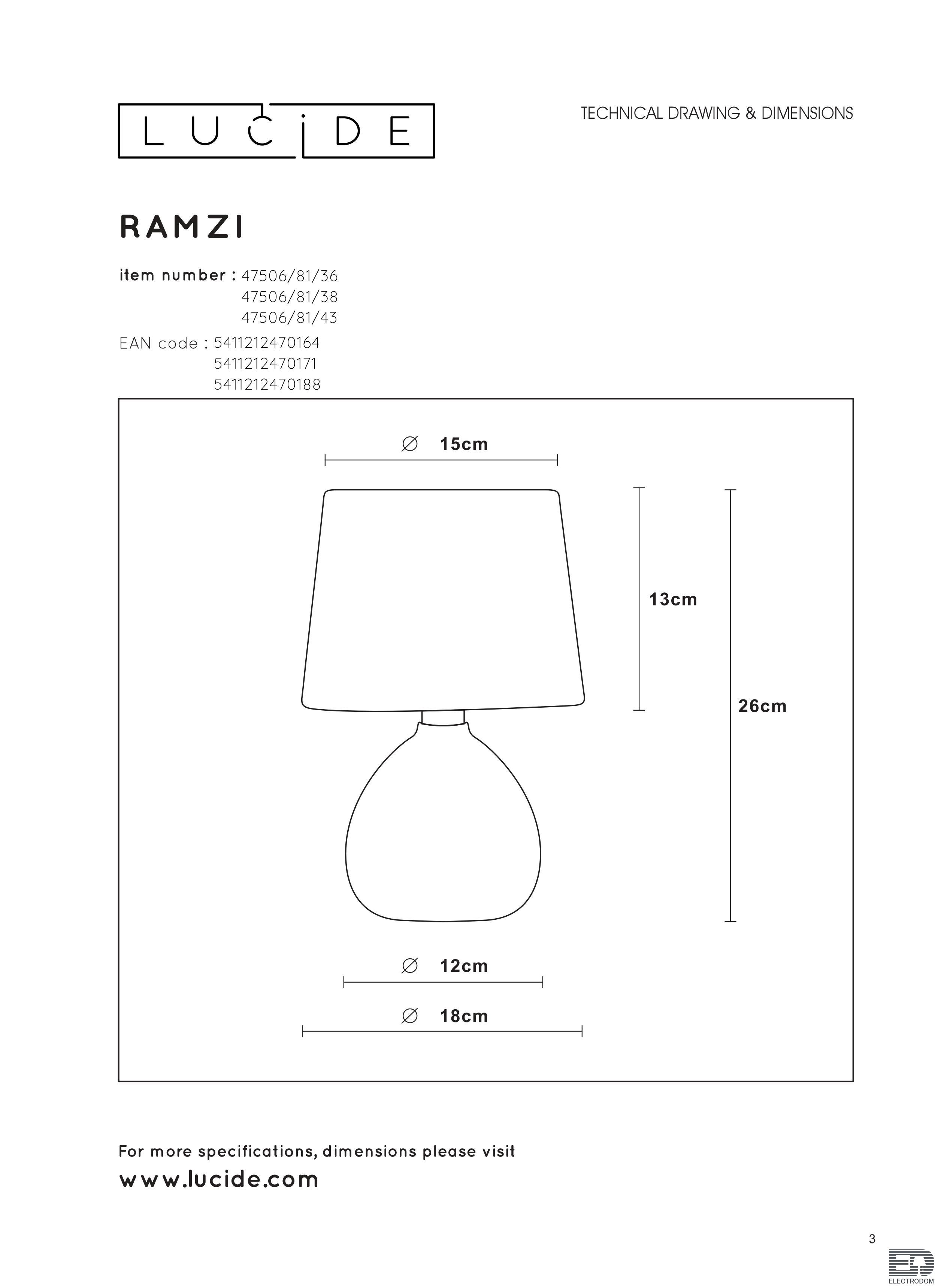 Настольная лампа Lucide Ramzi 47506/81/38 - цена и фото 4