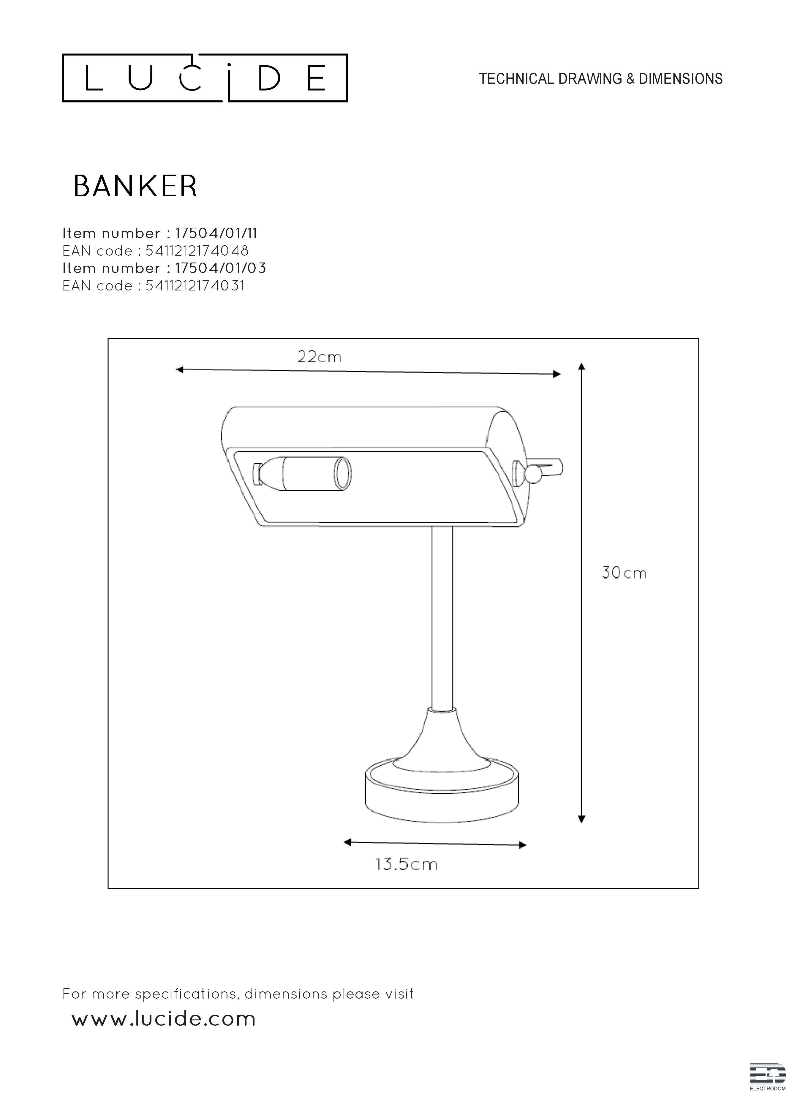 Настольная лампа Lucide Banker 17504/01/03 - цена и фото 5