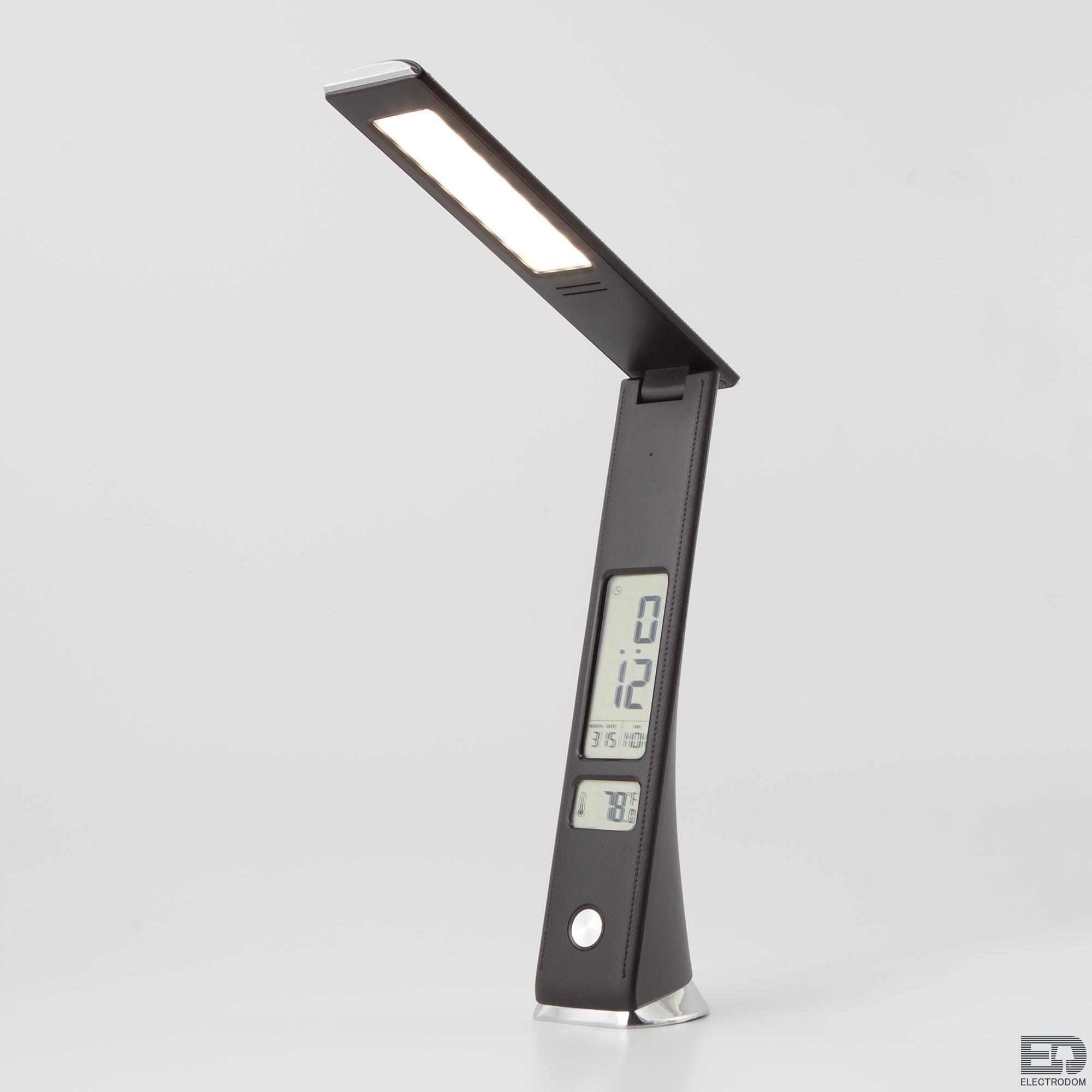 Светодиодная настольная лампа с часами Elektrostandart 80504/1 черный - цена и фото