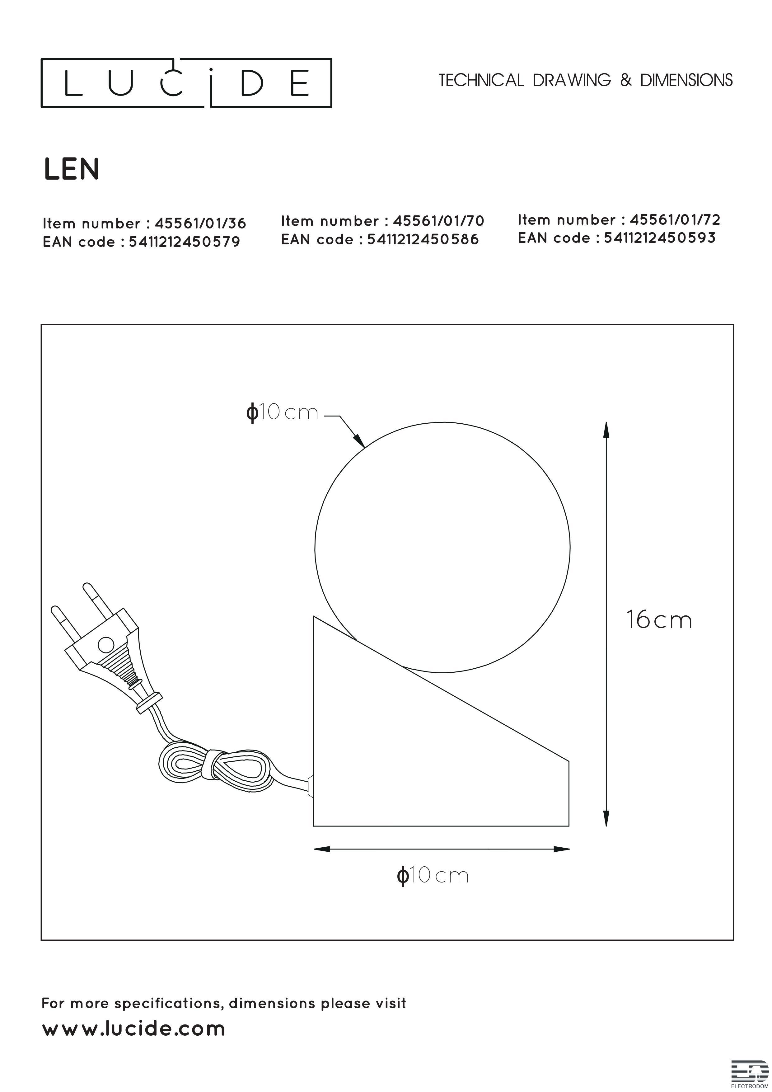 Настольная лампа Lucide Len 45561/01/36 - цена и фото 6