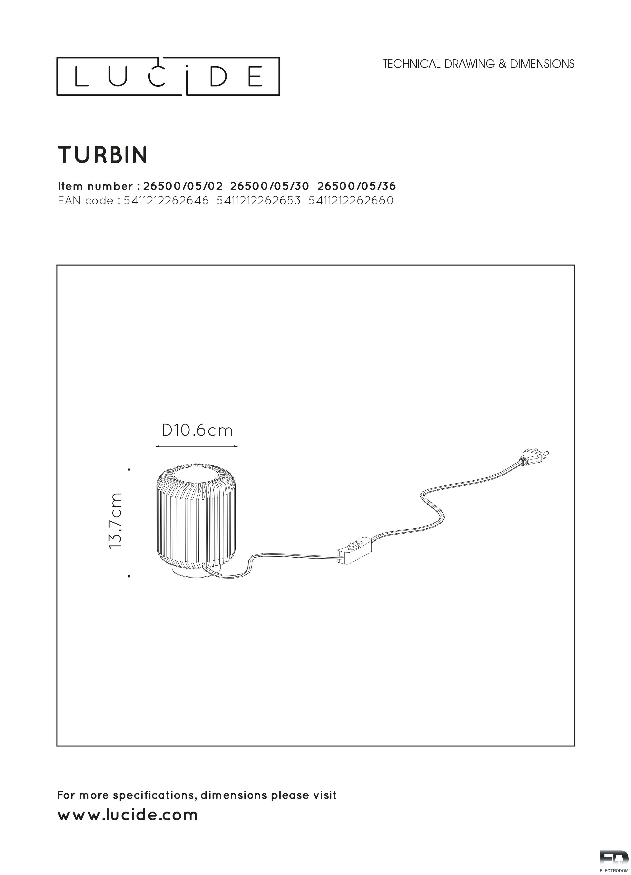 Настольная лампа Lucide Turbin 26500/05/02 - цена и фото 5