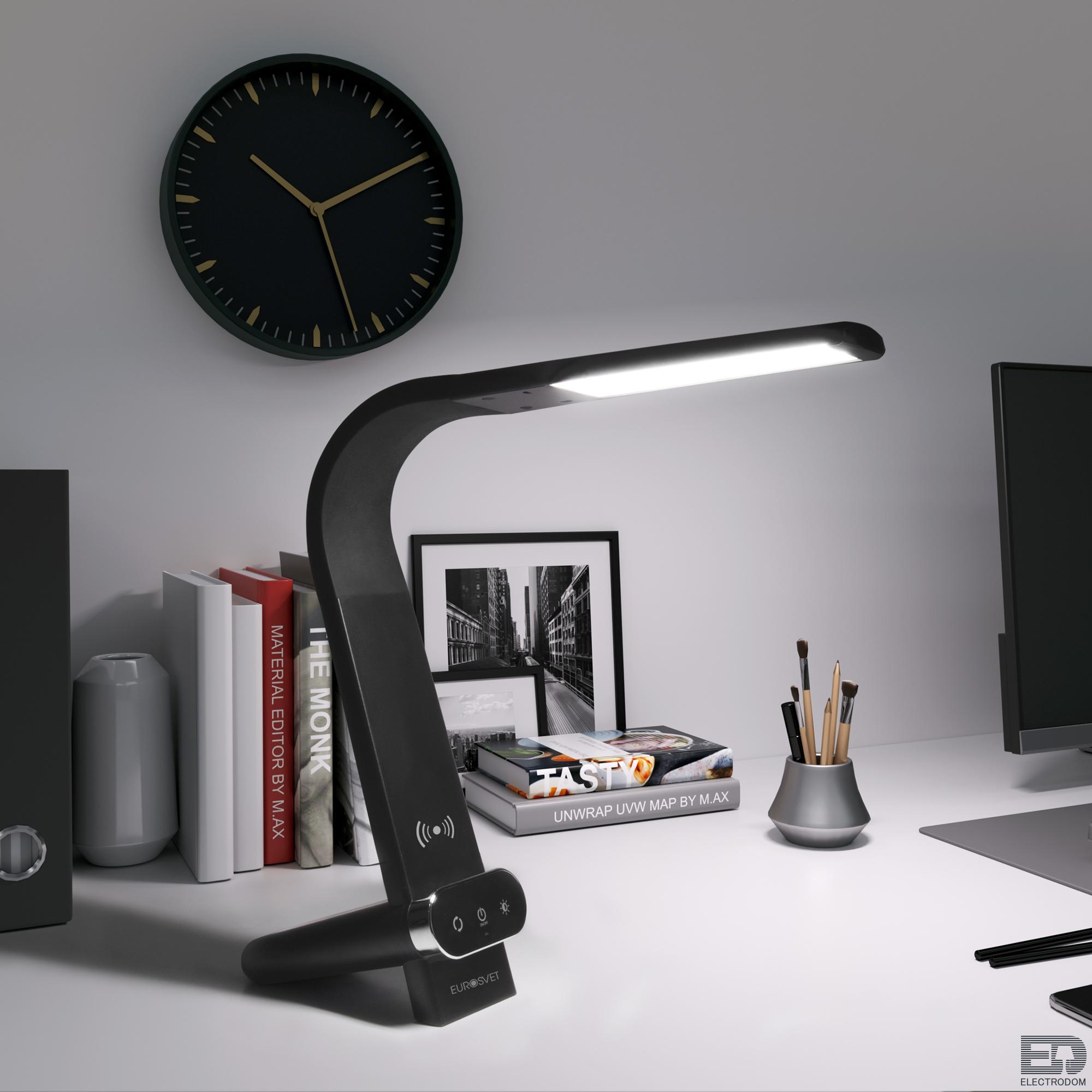 Светодиодная настольная лампа с беспроводной зарядкой Eurosvet Upgrade 80427/1 черный - цена и фото 6